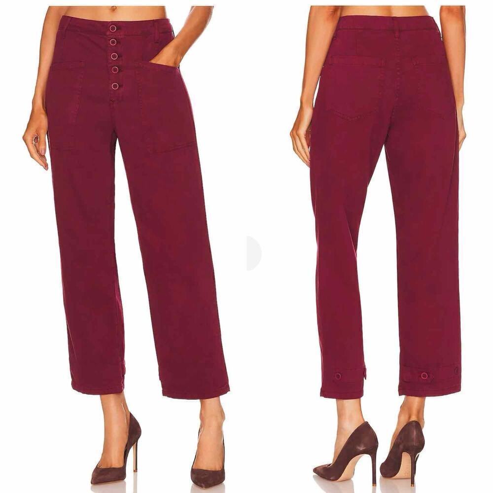 Pistola Tammy High Rise Trouser Exposed Buttons Pants Size 30 Merlot - Picture 15 of 15